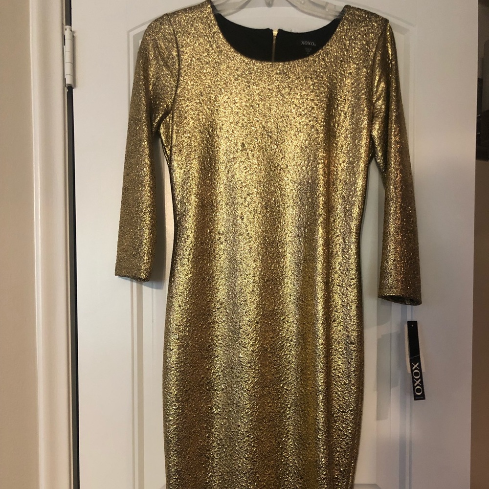 Gold Midi Bodycon Dress